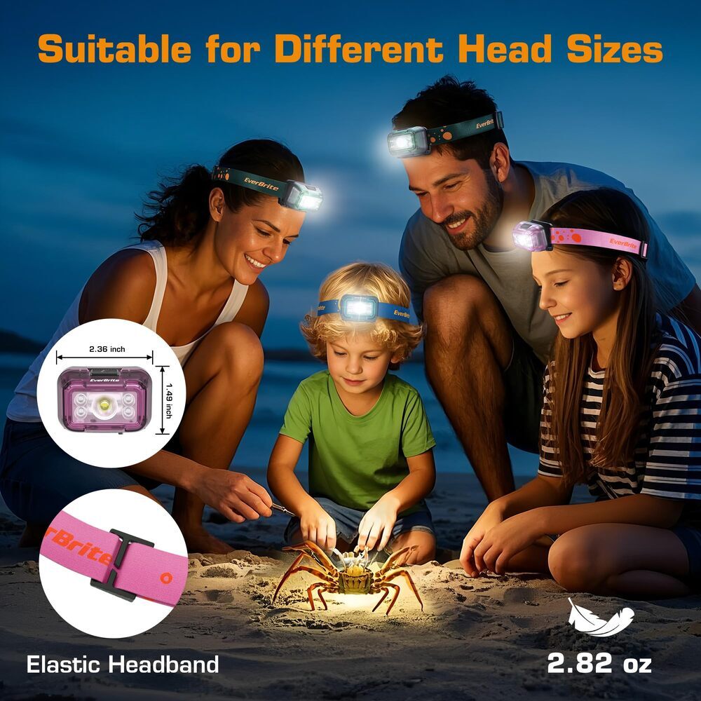 EverBrite 2Pack Rechargeable LED Headlamp 120° Adjustable Headlight 5 Light Mode