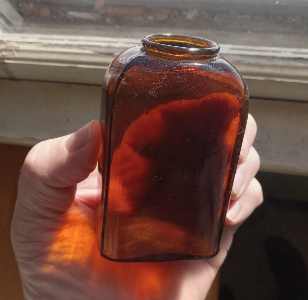 1880s PRIVY DUG HAND BLOWN RECTANGULAR SNUFF BOTTLE NICE