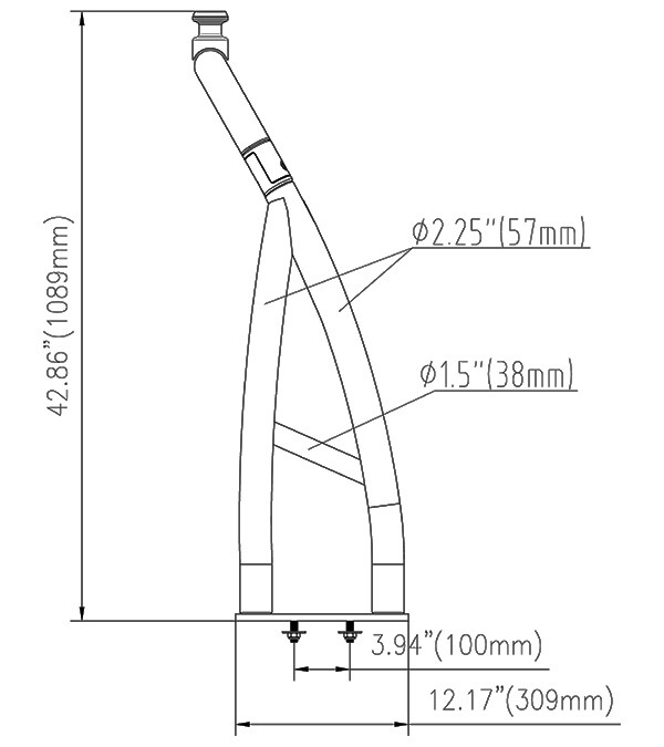 Origin Aluminum Black Ski Tow Bar for Pontoon Boats Outboard Motor Pylon Pole