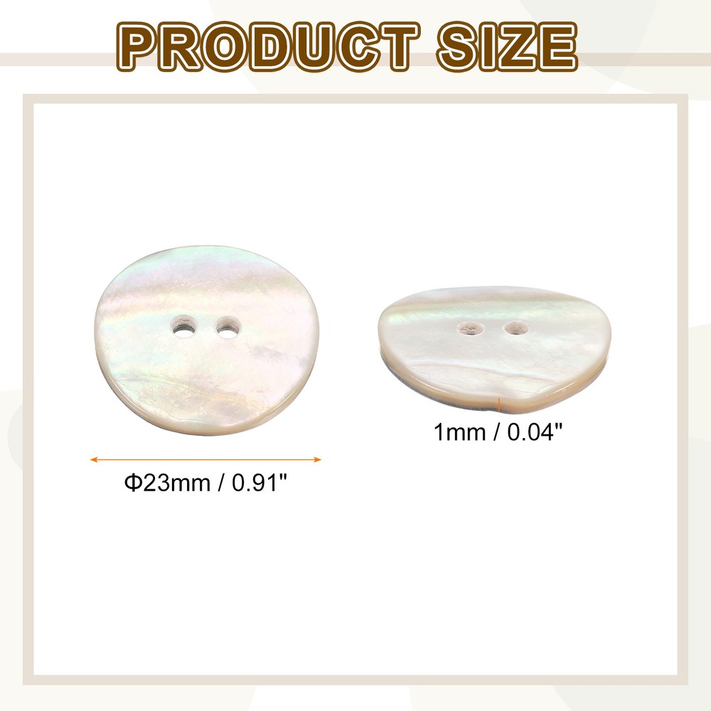 10pcs Pearl Shell Buttons 0.91" Round Shell Sewing Button for Cloth Craft