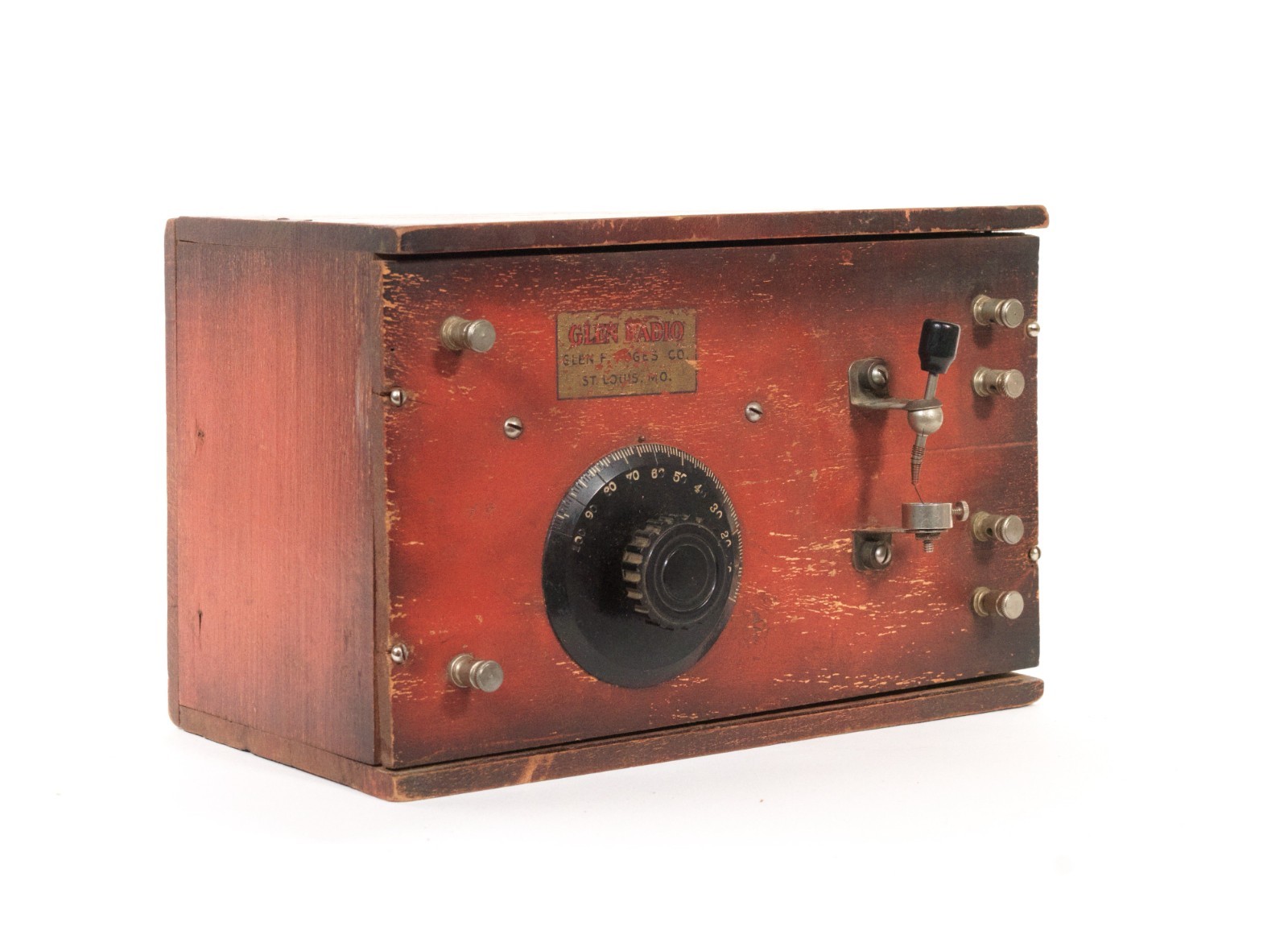 1922 Glen Crystal Radio * Rare 1st Version Of This Unusual St. Louis Set * Works