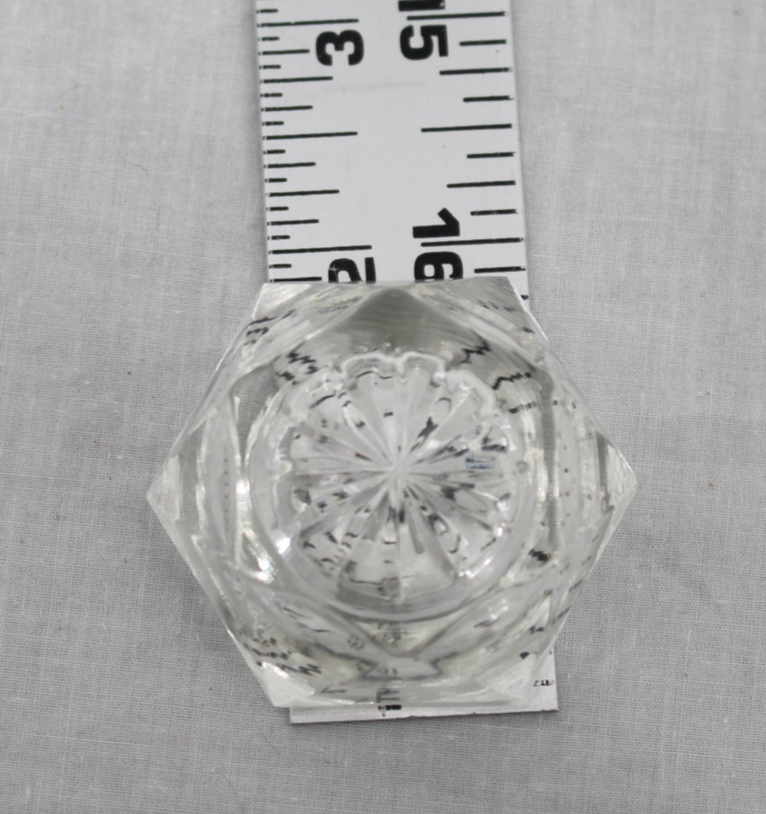 Vintage Pressed Glass Salt Cellar Hexagonal Starburst Bottom