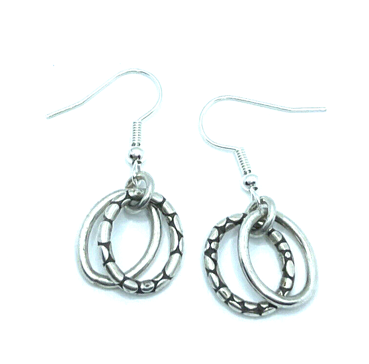Brighton PEBBLE & Silver Oblong Hoops Custom Earrings