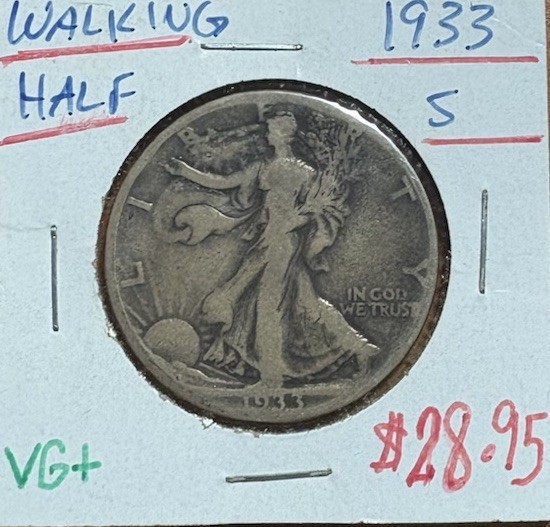 1933-S Liberty Walking Half Dollar VG