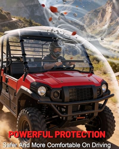 Heavy Duty Anti-Scratch Mule Pro Flip Down Windshield Compatible with 2015