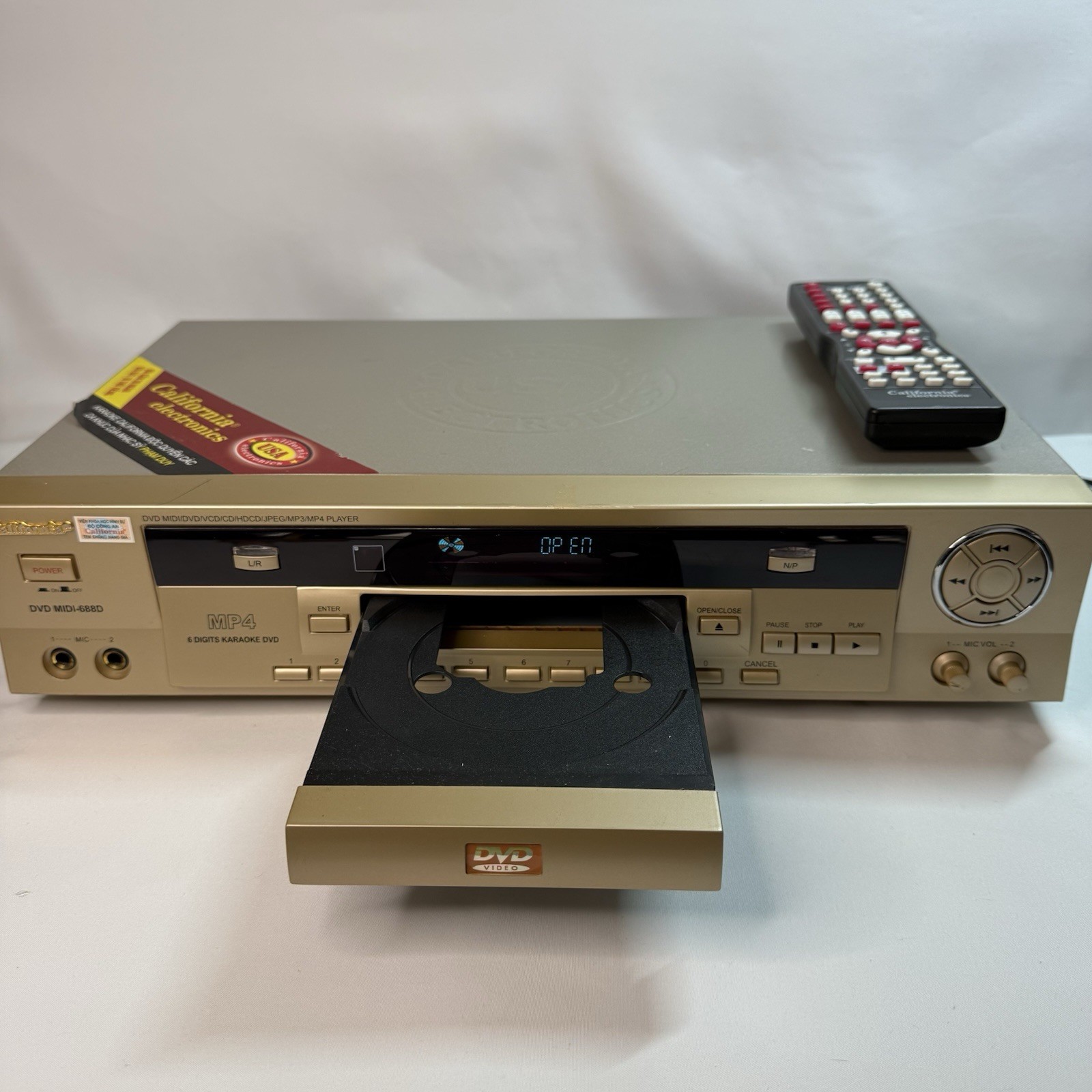 California Electronics DVD MIDI 688D Karaoke Player With Remote Tested Working