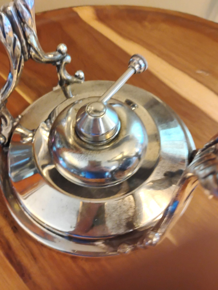 Birmingham Silverplate Over Copper Tilting Tea/Coffee Pot W/Stand & Warmer