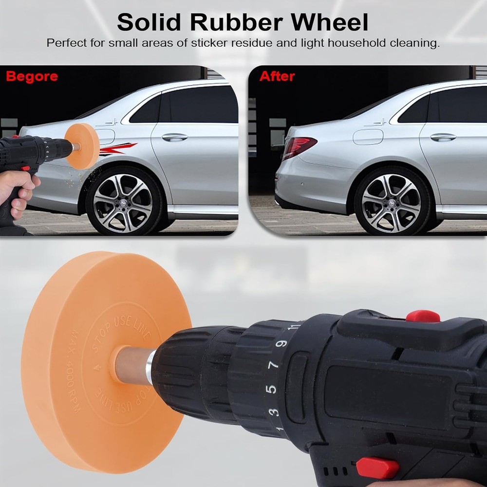 for Drill - 4 Pack Rubber Wheel Decal Remover Kit with Solid & Gear Design, A...
