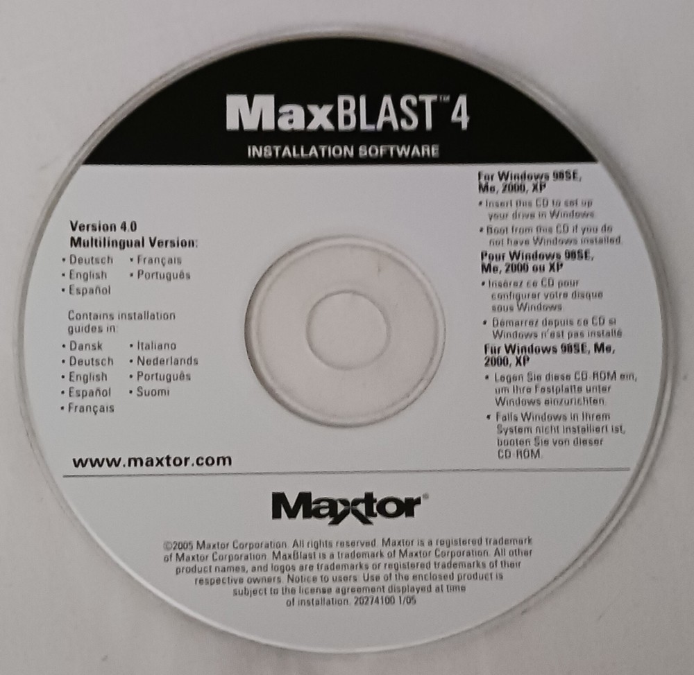 NEW Maxtor MaxBlast 4 Installation Software Version 4.0 Pc Computer CD-Rom