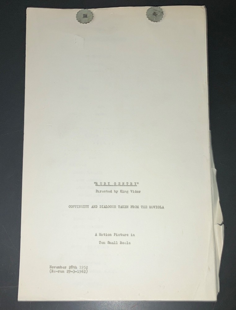 RUBY GENTRY (1952) King Vidor Dialogue & Continuity Scripts+SELZNICK COPIES+COA!