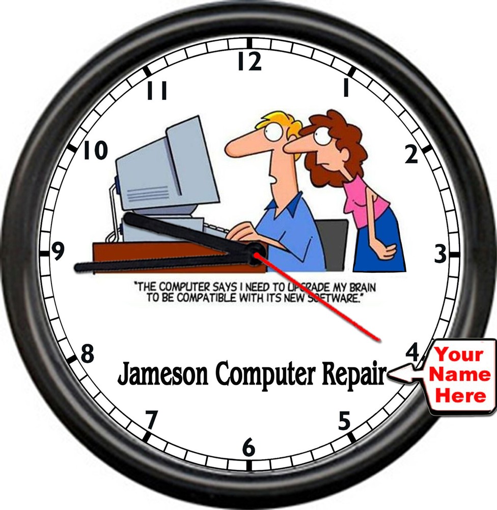 Personalized Your Name Computer Repair Technician Cyber Security Sign Wall Clock