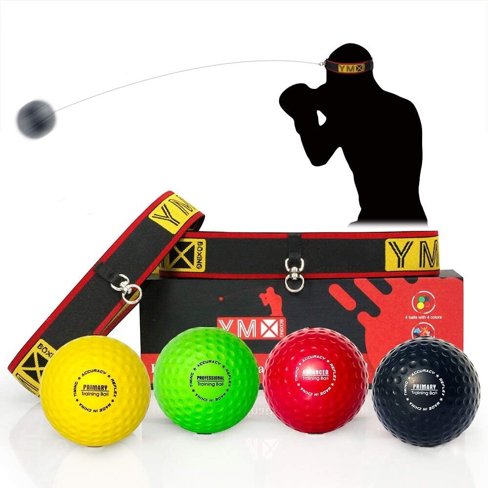 Ultimate Reflex Ball Set - 4 React Reflex Ball Plus 2 Adjustable Headband, Great