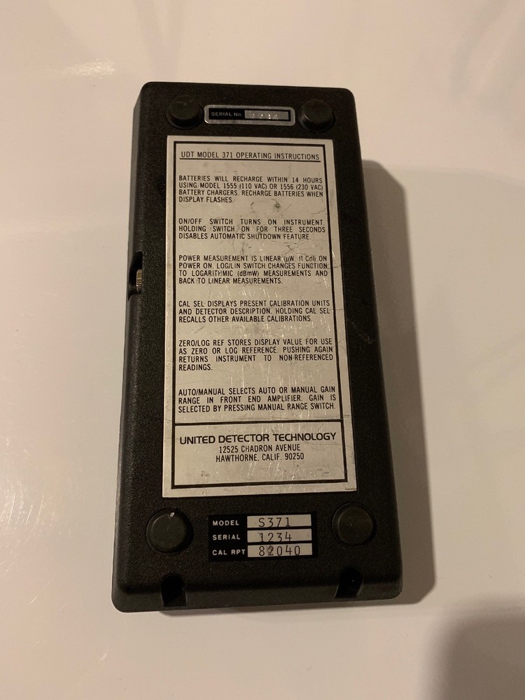 United Detector Technology 371 Optical Power Meter, As Is