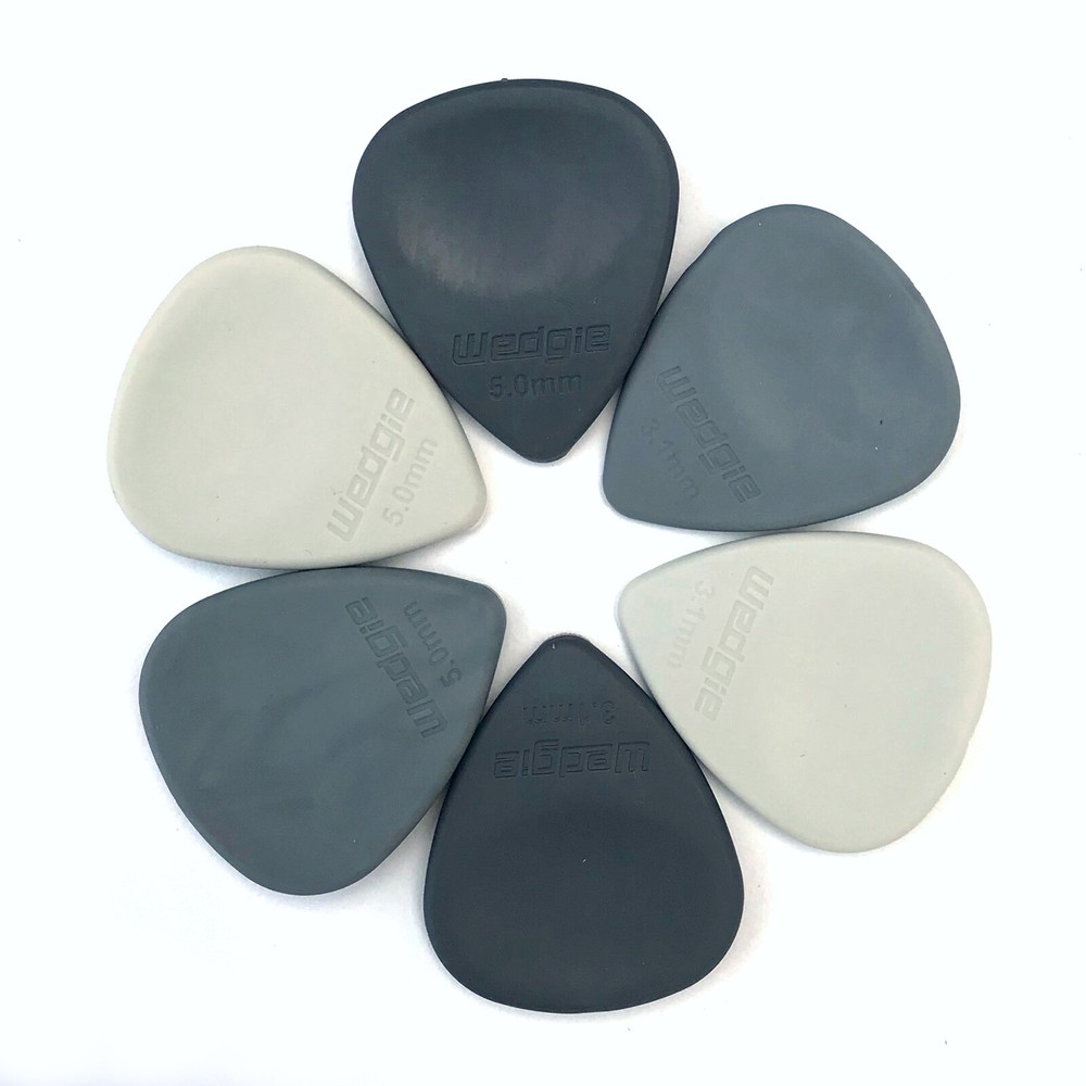 Wedgie Rubber Guitar Pick Sampler Pack | Soft, Medium, and Hard | 6 pcs