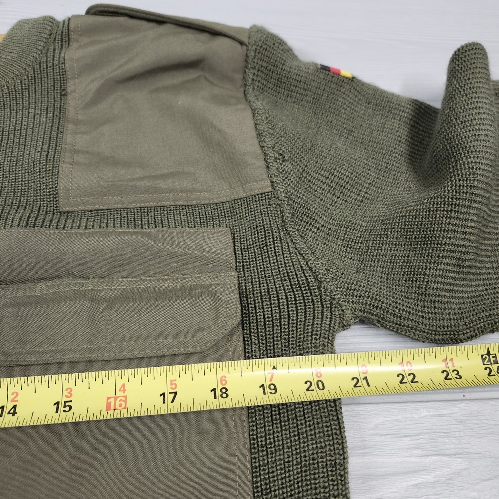 German Military Commando Sweater Pullover Flags Wool Blend H50 Size L Distressed