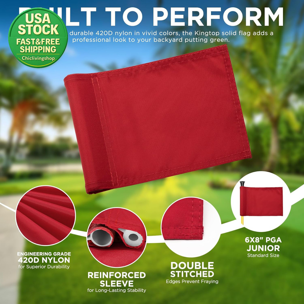 Golf Flagstick Mini 3 Feet Double Sided Numbered Flags 3 Pack Yellow