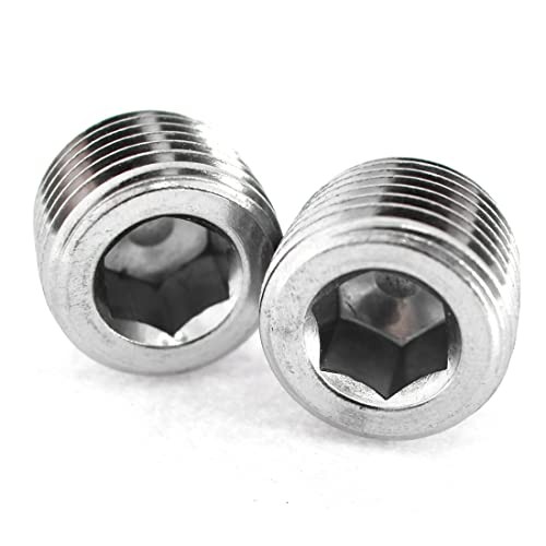 Internal Hex Countersunk Male Thread Pipe Plug Connector， 2PCS 1/2"NPT Male