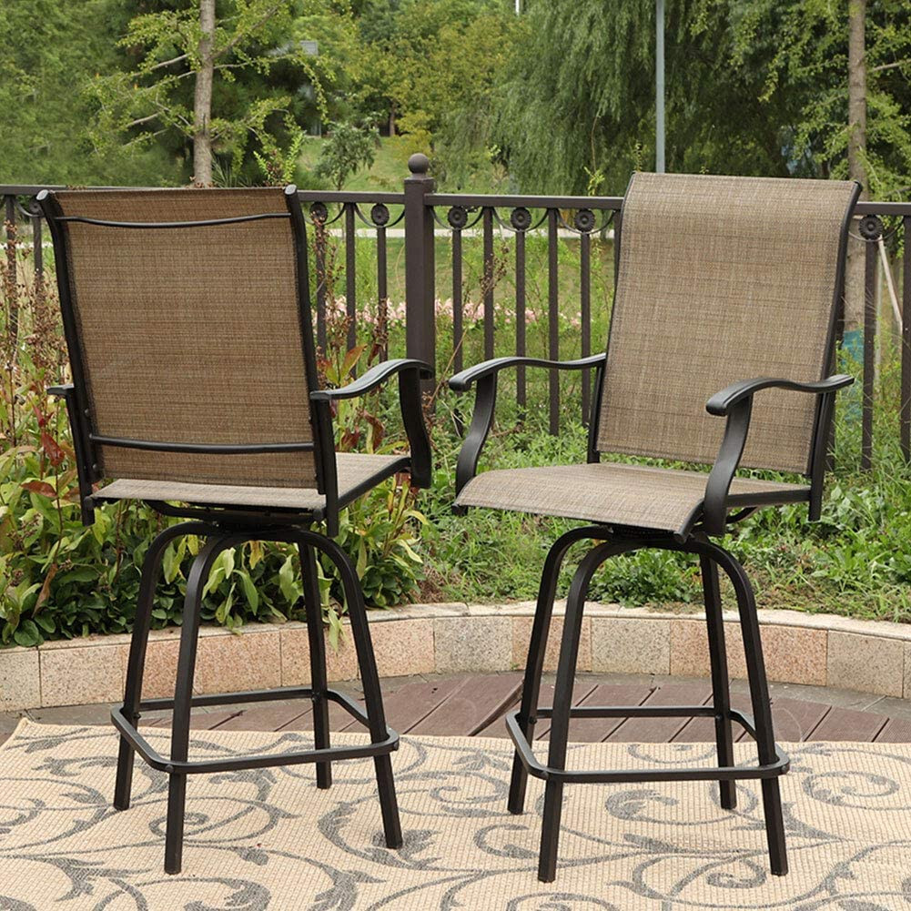 Patio Bar Stools Set of 4 Swivel Barstools Bar Height Chair Outdoor Dining Chair