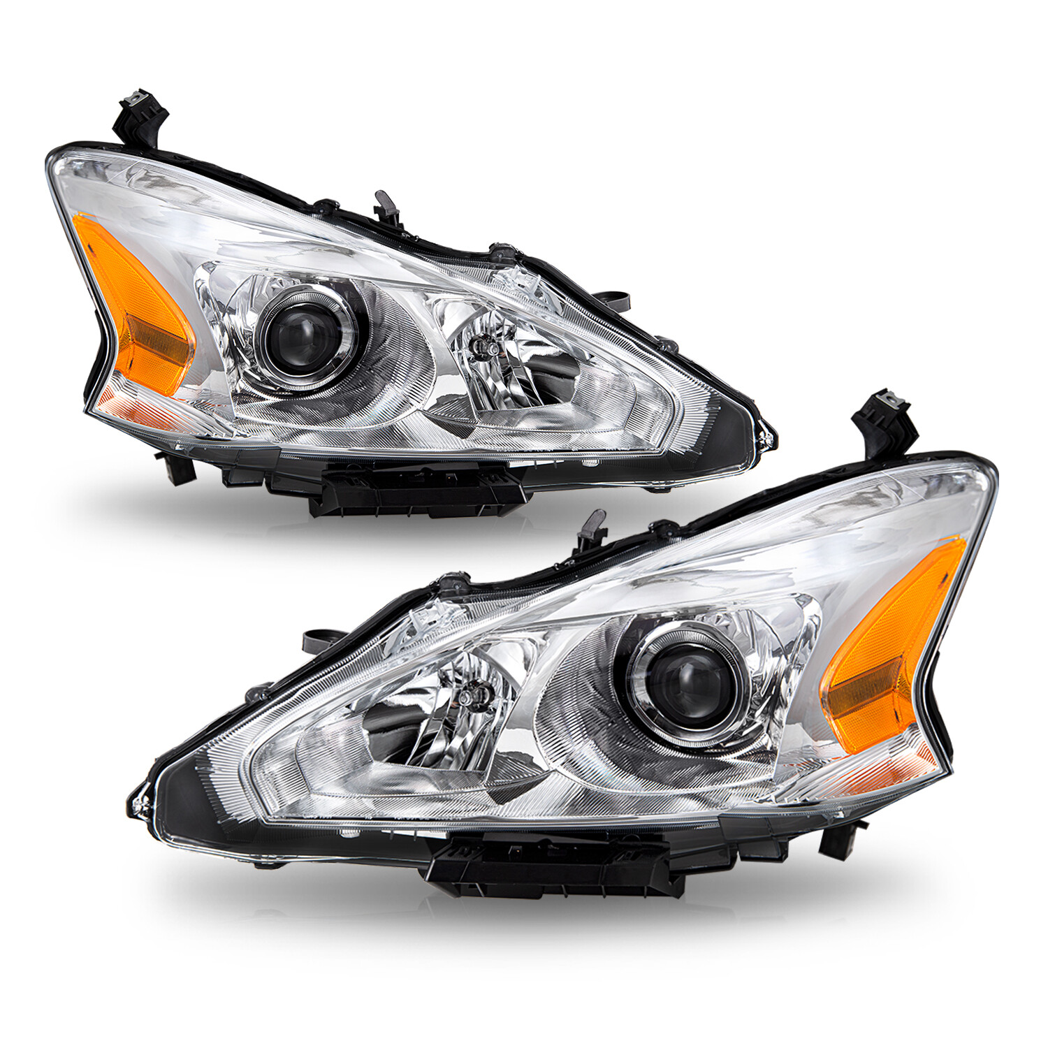 For 2013 2014 2015 Nissan Altima Sedan Chrome Headlights Amber Corner Lamps L+R