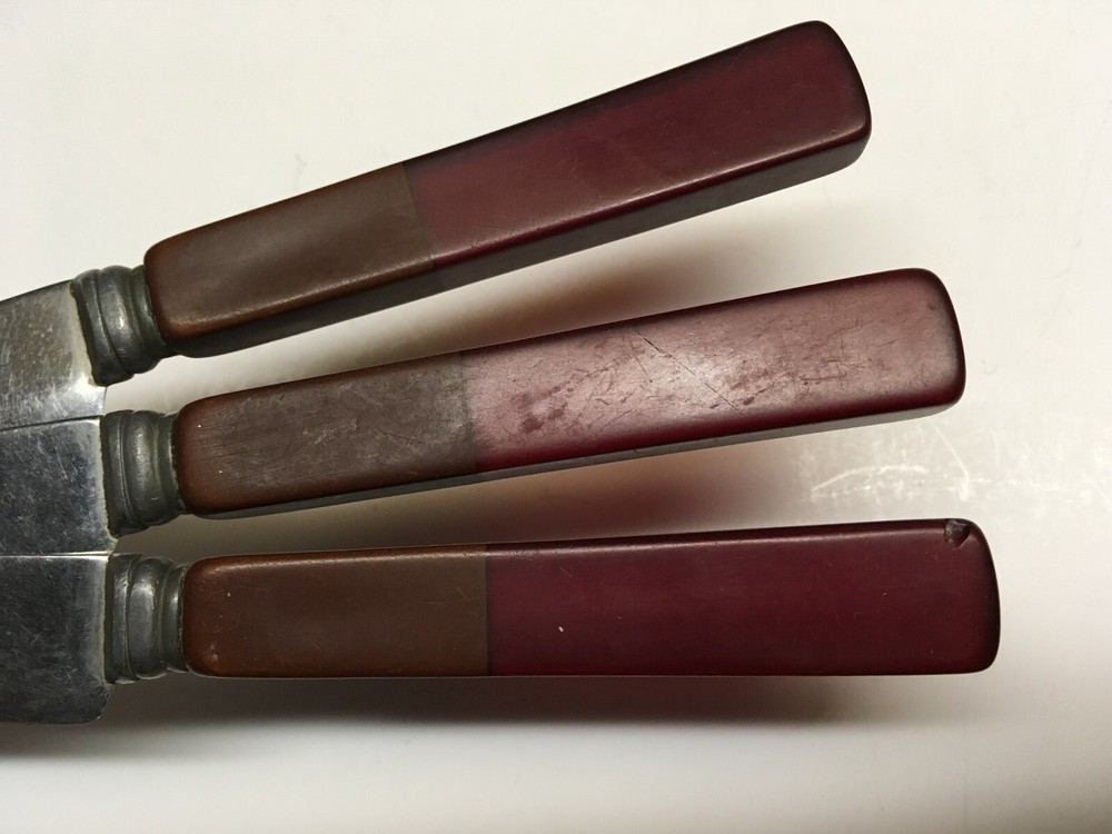 3 pcs Stainless 2-Tone Bakelite Flatware Knives