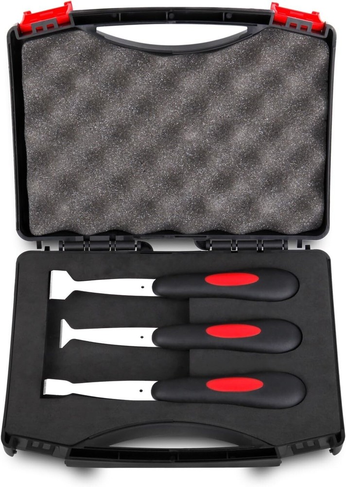 BOUSH Universal Windshield Urethane Scraper Kit – 3 Blades & Soft Rubber Grip