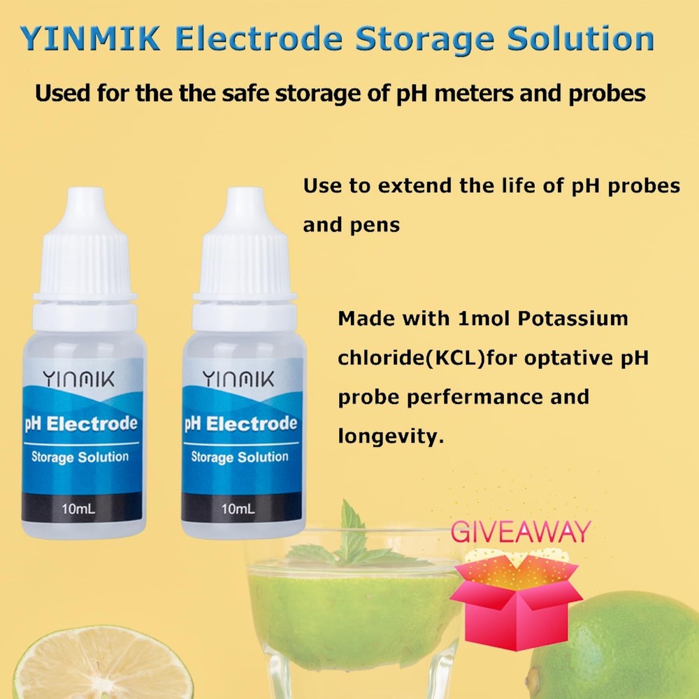 YINMIK pH Meter Calibration Solution Kit(4.00,7.00&10.01) with Electrode...