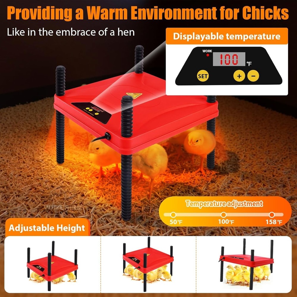 Brooder Box for Chick, 6-in-1 Chick Starter Kit, Includes Brooder Heating Plate