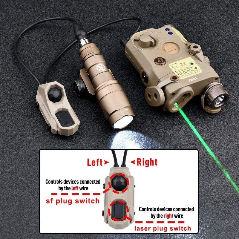 Tactical Flashlight Remote Dual Pressure Switch OGL PEQ DBAL ModButton Control