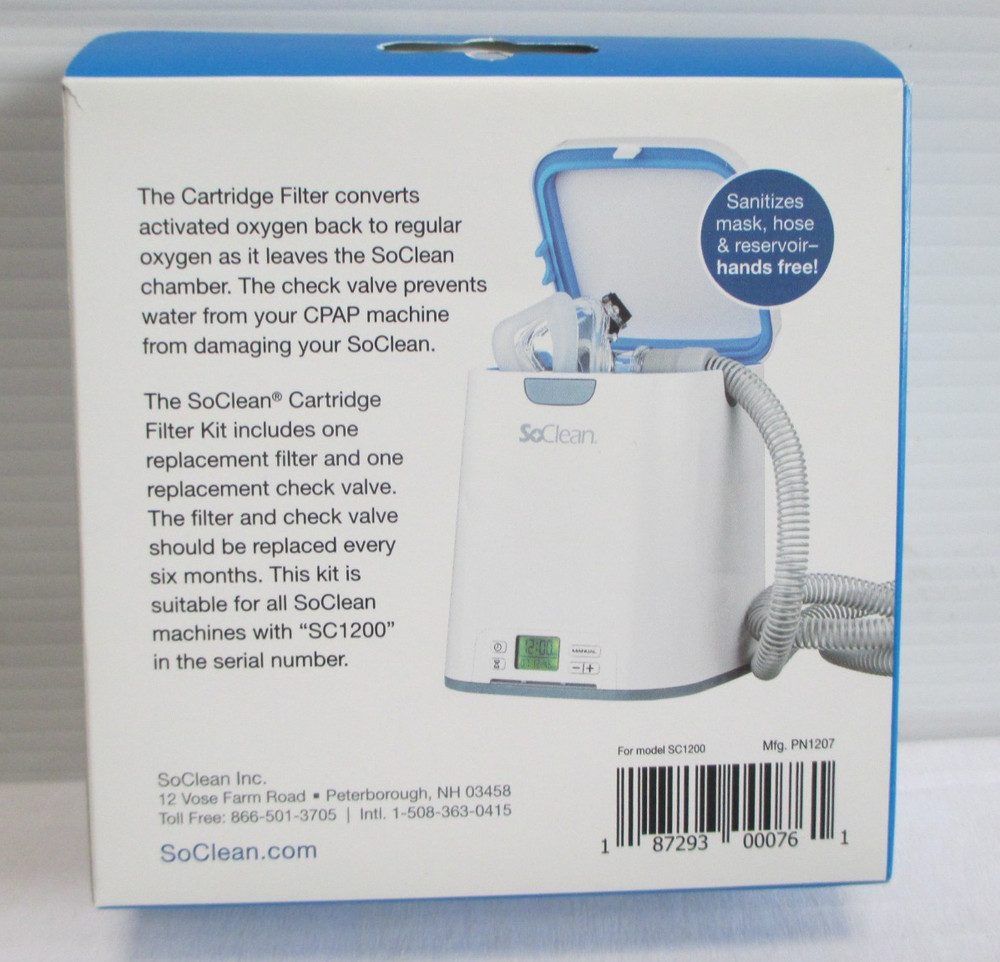 SoClean 2 Replacement Cartridge Filter Kit & Check Valve Model SC 1200 - New