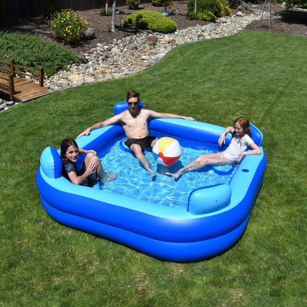 Inflatable Pool with Pump and Ground Tarp