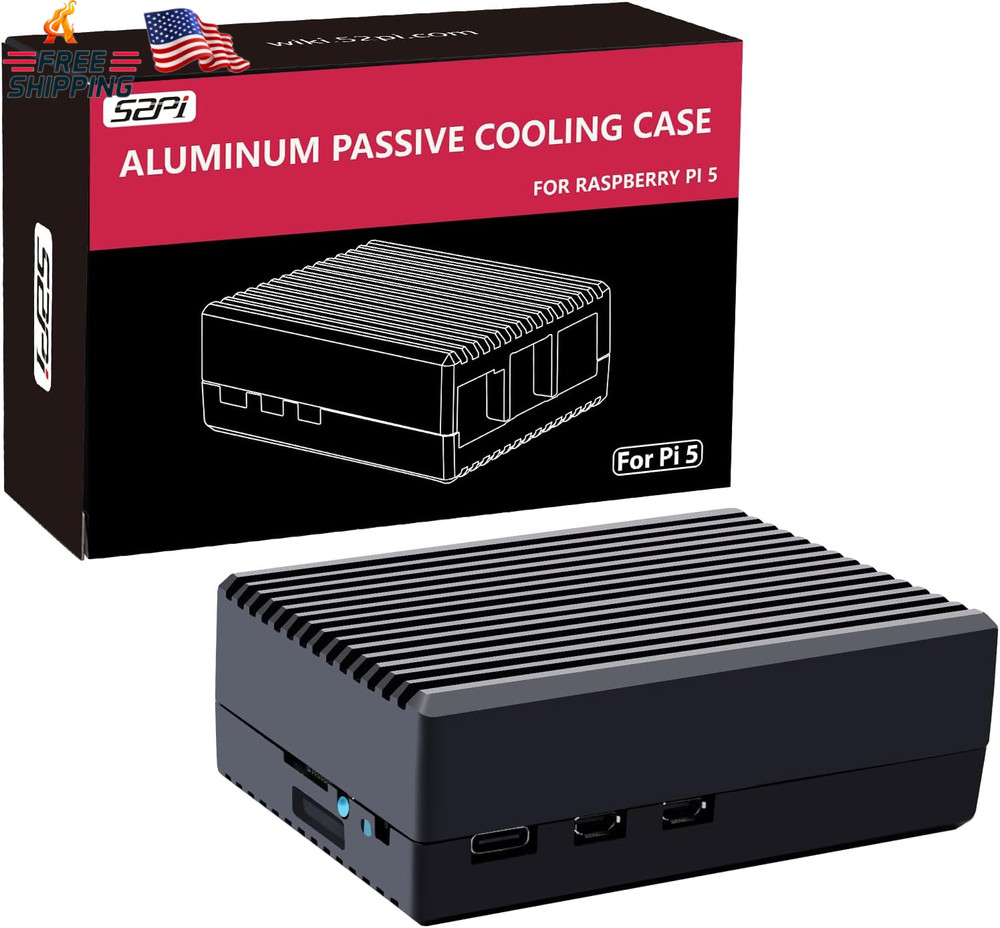Geeekpi Aluminum Case for Raspberry Pi 5, Passive Cooling Case with Cooling Colu