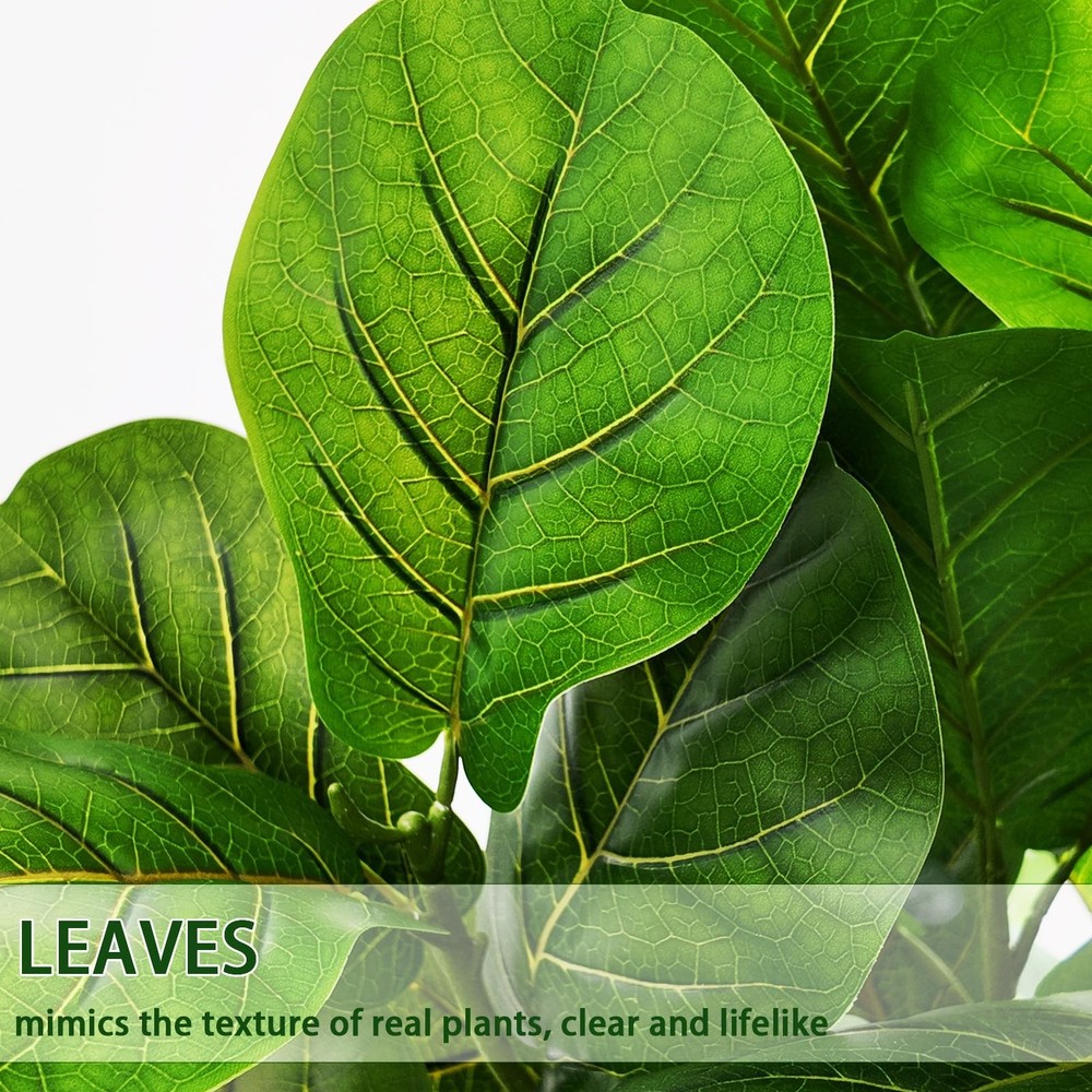 Artificial Fiddle Leaf Fig Tree 5FT, Large Fake Tree in White Pot, Artificial...