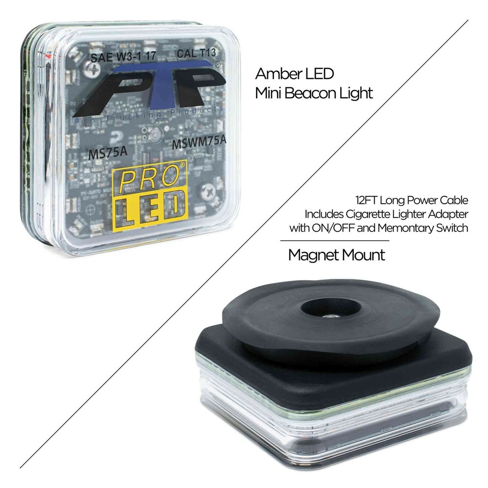 4" Square Magnet Mounted LED Warning Light With 10 Selectable Flash Patterns