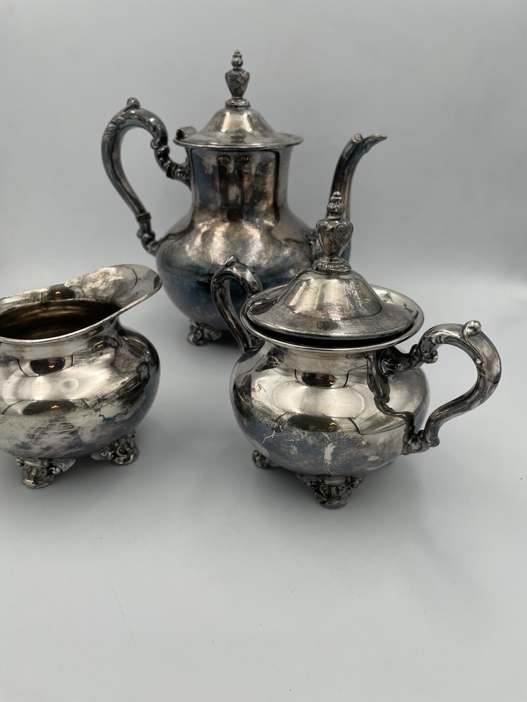 3pc Old English By Poole #5000 Silverplated Pitcher/Tea Service Creamer MCM