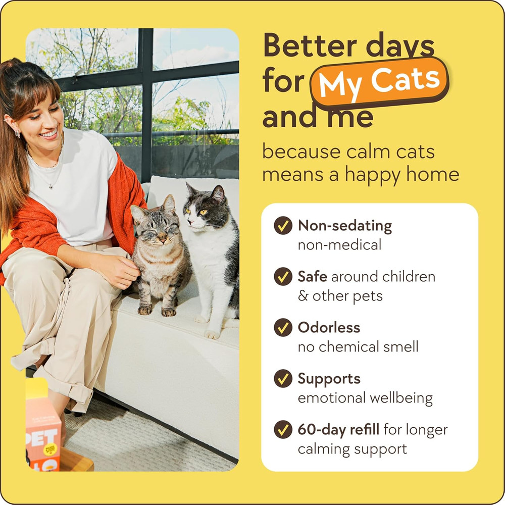 60-Day Cat Calming Diffuser - Cat Pheromone Diffuser for Stress, Pee Spraying, C