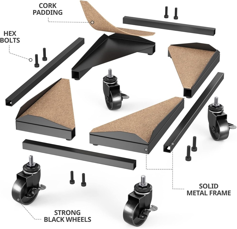 Adjustable Computer Cart with Open Structure for Dust Reduction and Stability