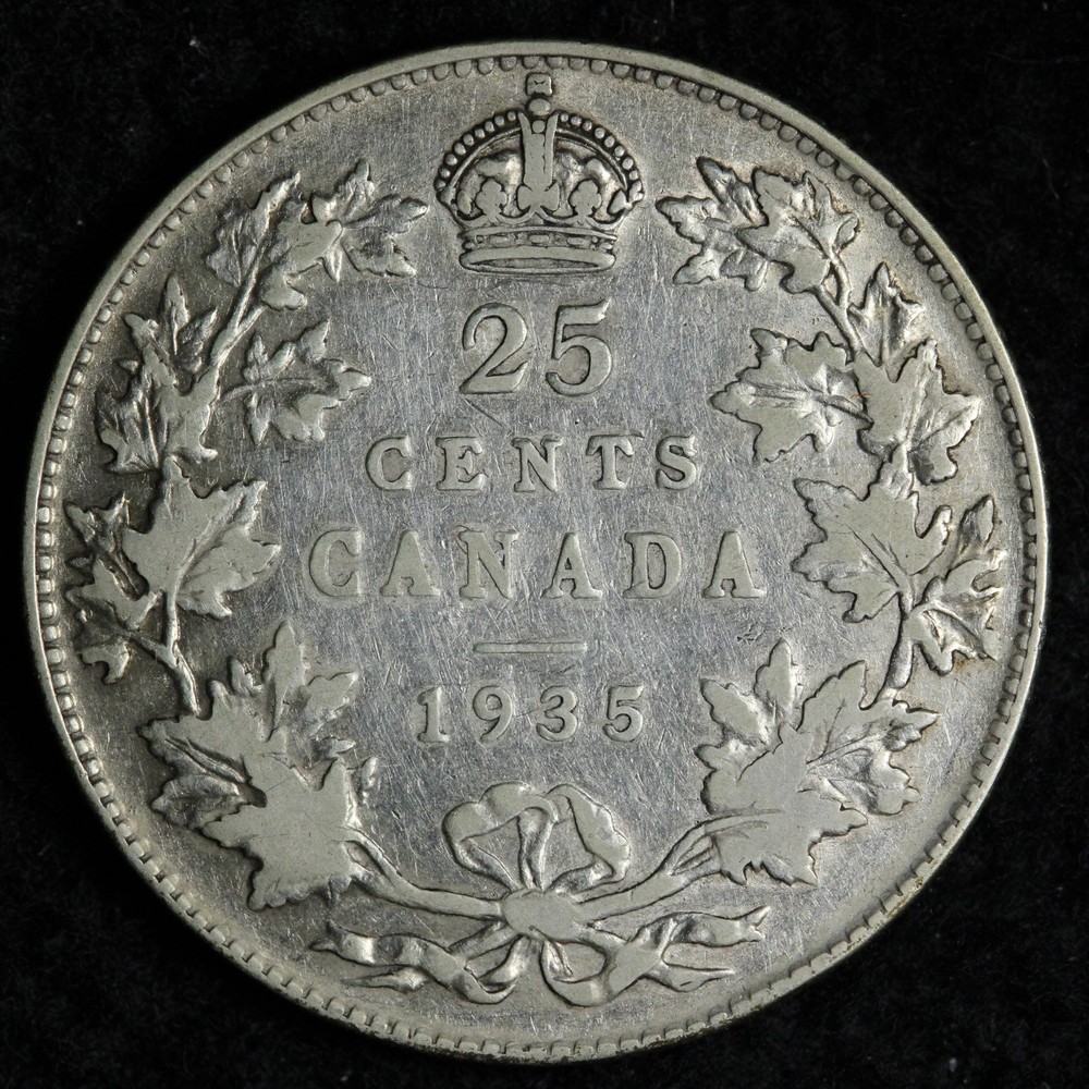 1935 Canada SILVER Twenty Five Cent Piece E380 KSH
