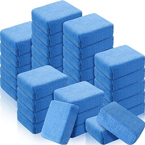 32 Pcs Microfiber Applicator Pads Soft Microfiber Foam Buffing Car Blue