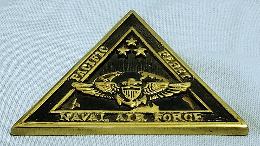 SOLID BRASS US NAVY NAVAL AIR FORCE PACIFIC FLEET CREST INSIGNIA PLAQUE