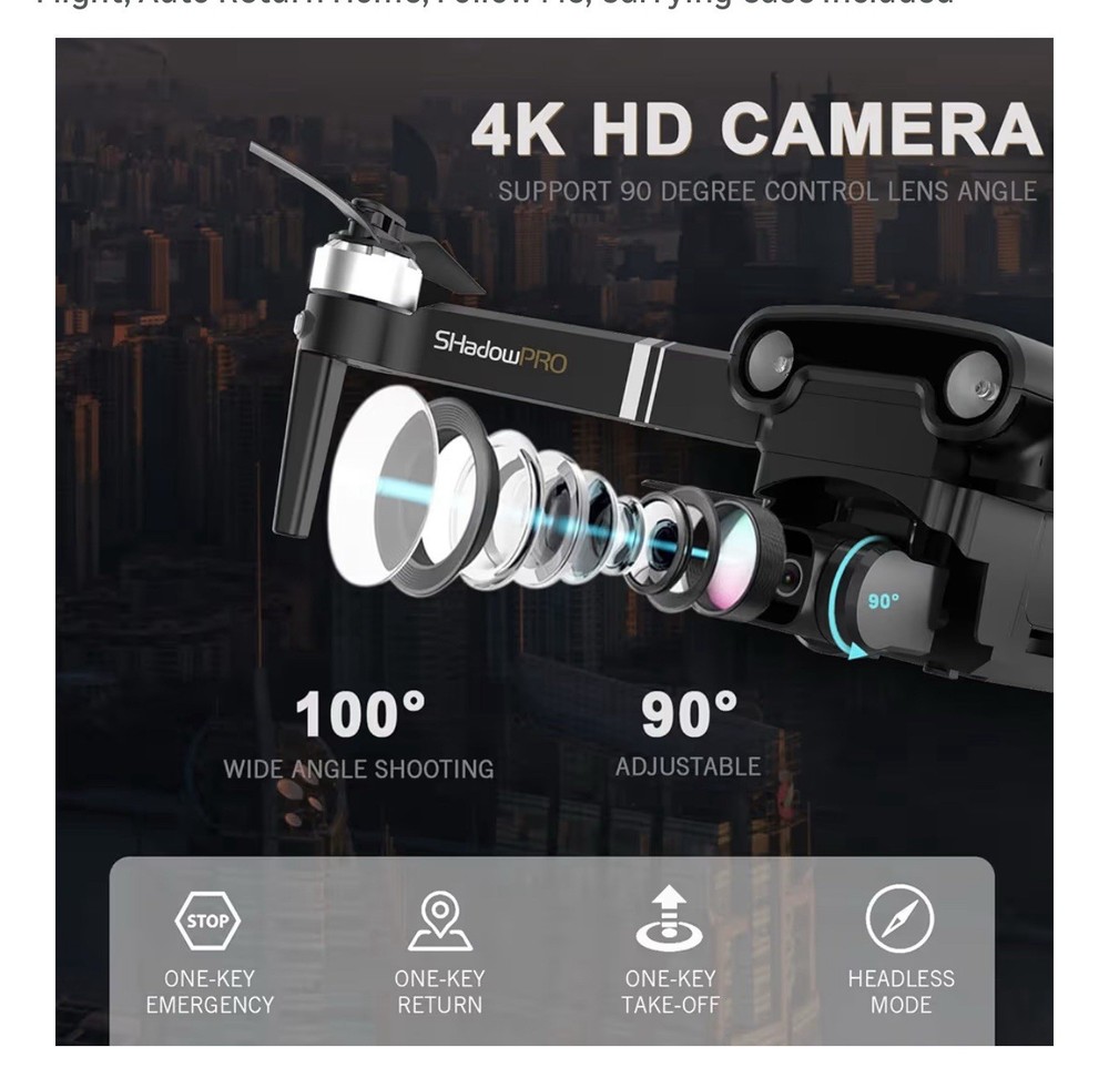 CCE Sparrow2 GPS Drones with EIS Camera 4K, 2-Axis Gimbal Foldable Brushless