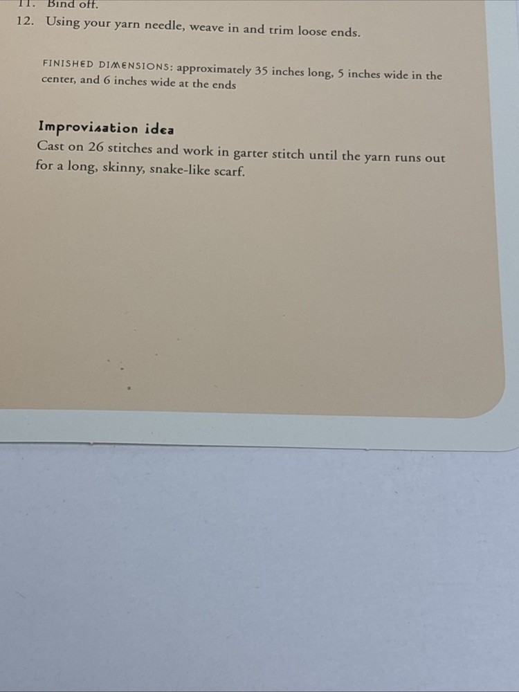 Fuzzy Scarf Knitting Pattern Card