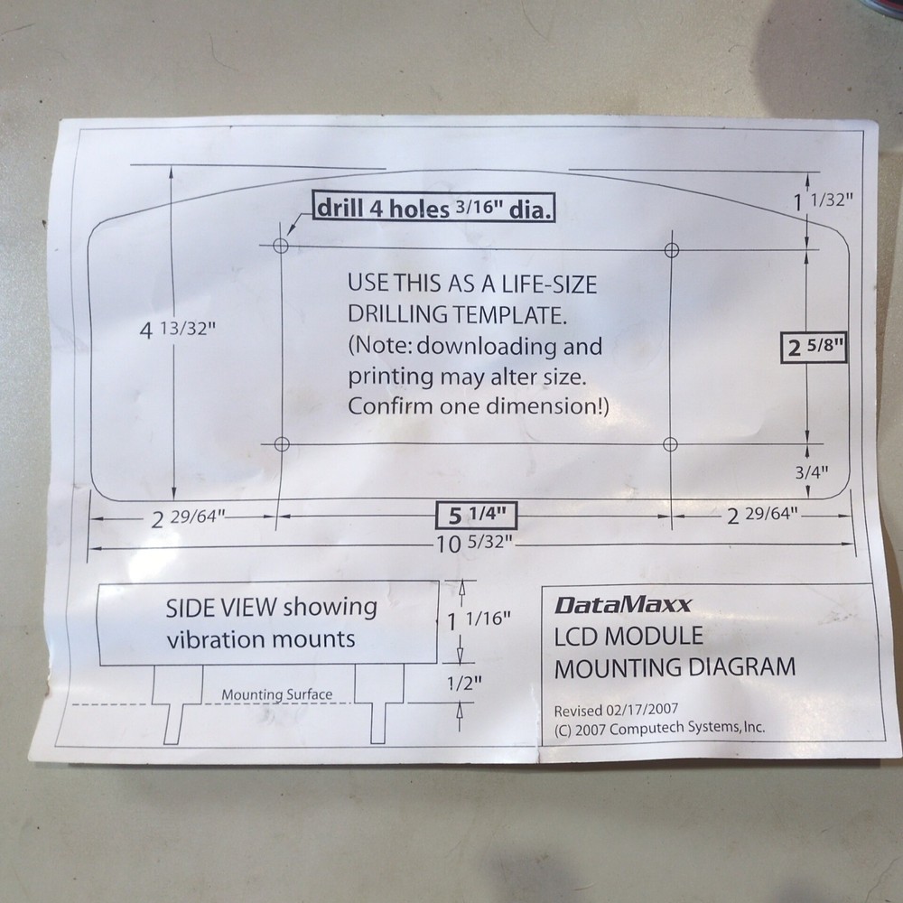 Computech Datamaxx LCD Dash Display. S/N: L0208