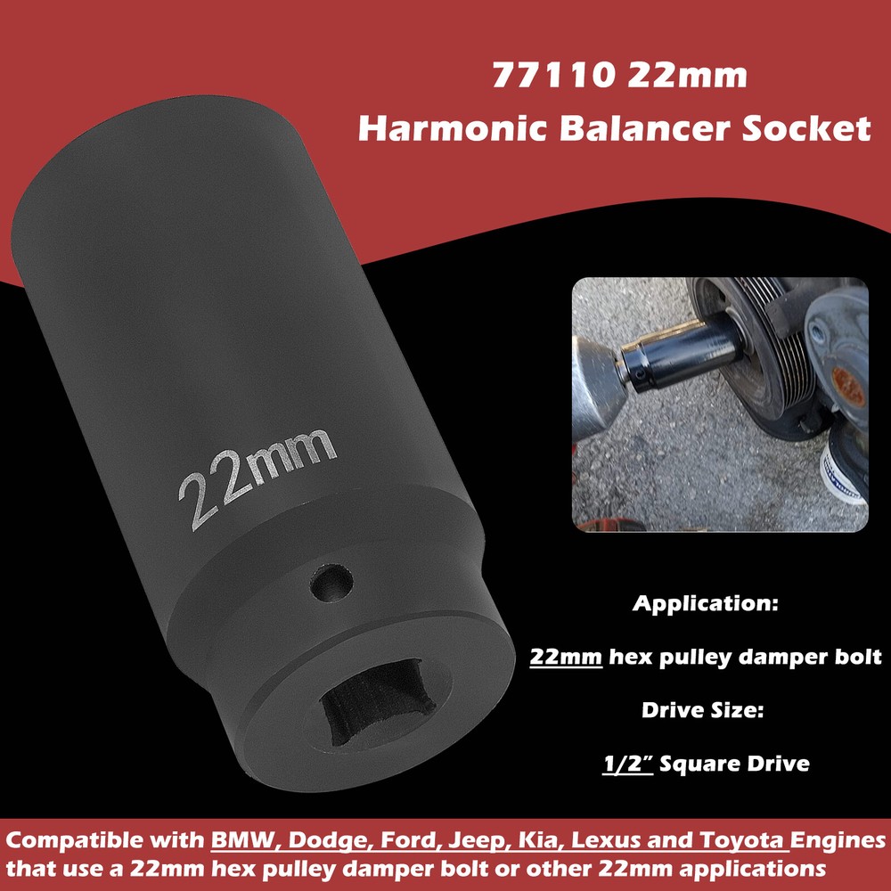 22MM Harmonic Balancer Socket LIS-77110 Crank Bolt Socket