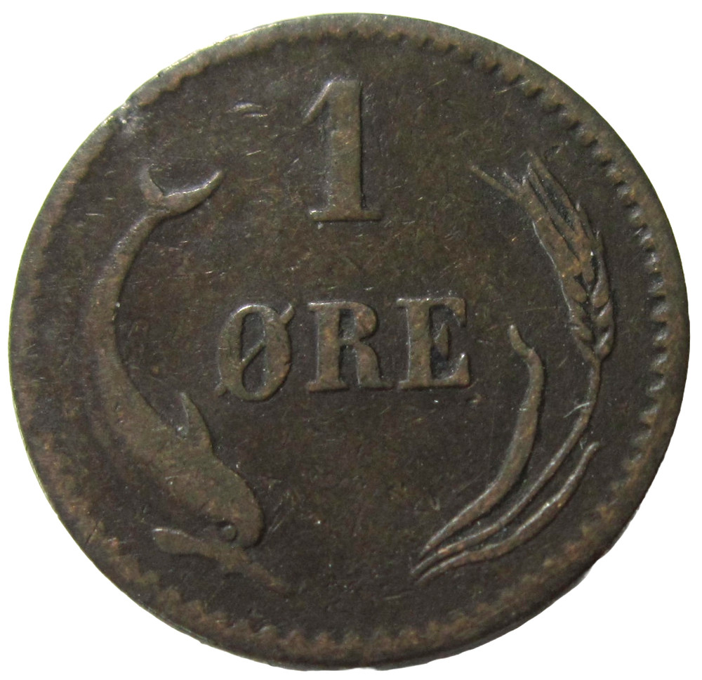 DENMARK. 1 ORE, 1874. CHRISTIAN IX.
