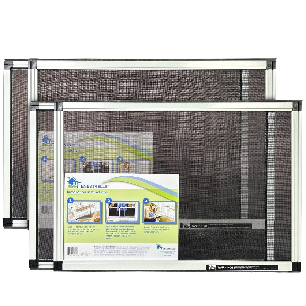 Expandable Window Screen 15" H × 21"-40" W, Adjustable, Flame Resistant, 2 Pack