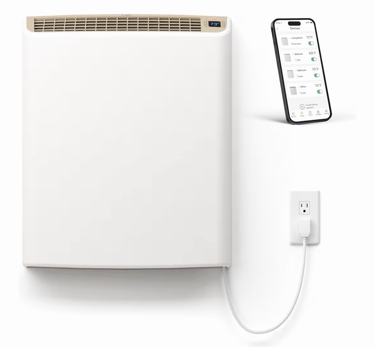 Smart EnviMAX 1000W Wi-fi Plug-in Electric Wall Heater,Energy Efficient Smart