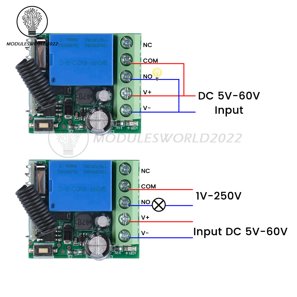 433Mhz 5-60V 1CH Wireless Remote Control Switch Relay Receiver Module with Case