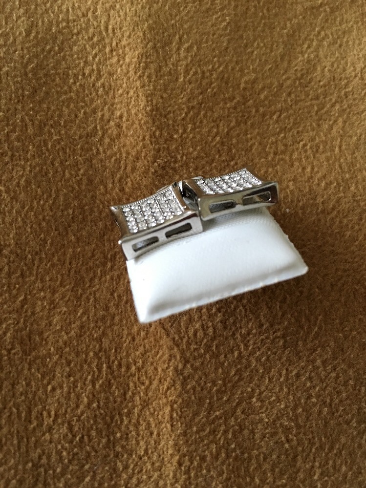 Sterling Silver .925 Square CZ Pave Earrings