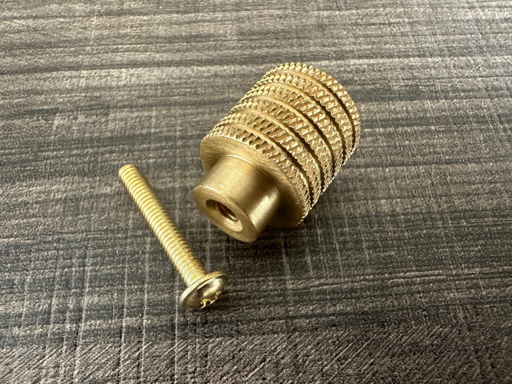 Knurled Cabinet Knob Small Round Solid Brass