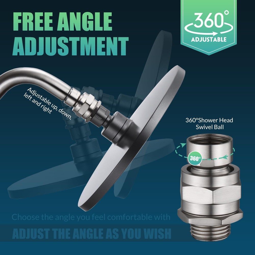 Shower Head Swivel Ball Adapter - Solid Brass Adjustable Shower Arm Extension